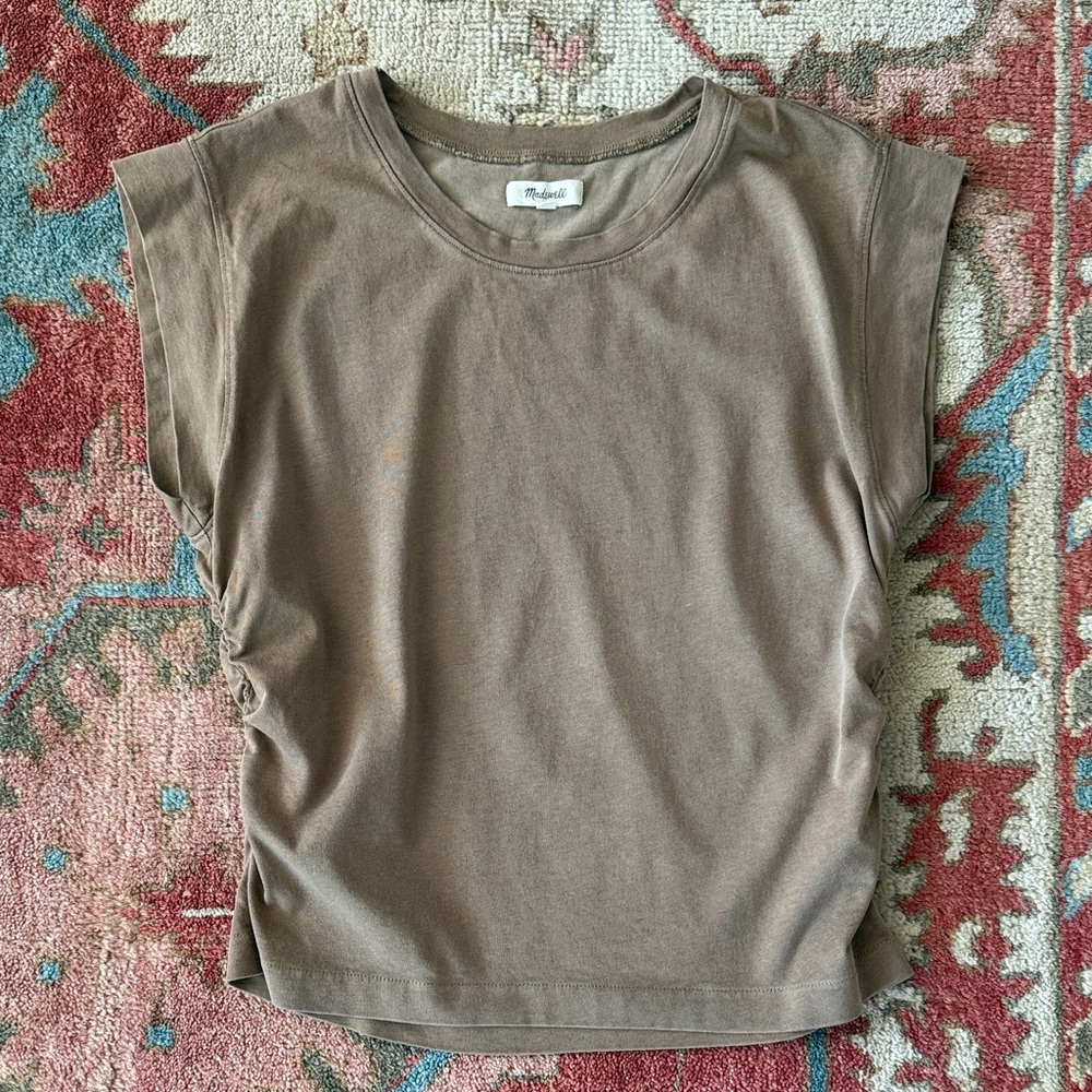 Madewell Tan Side Cinch Muscle Tee
